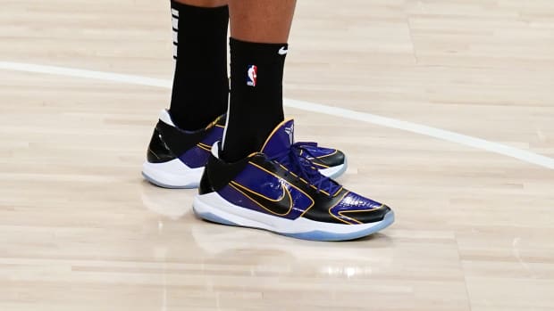 New York Yankees outfielder Aaron Judge wore the Nike Kobe 5 '5x Champ' at MLB Home Run Derby batting practice.